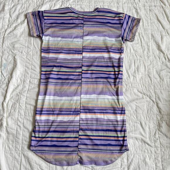Purple striped short sleeve midi dress columbia sportswear girls sz 14/16 summer - Picture 4 of 8